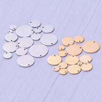 Vente en gros de disques circulaires vierges en acier inoxydable poli miroir, argenté et doré, de 15 mm et 18 mm, pour la fabrication de breloques, de pendentifs et de charms