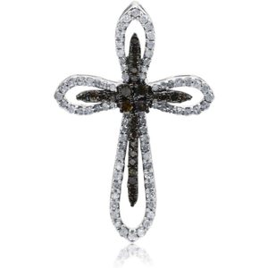 Ornaatis Jewelspaark Pendentif croix en diamant 1,00 ct, coupe ronde, argent sterling 925, pour femmes, cérémonies religieuses - Product Image 1