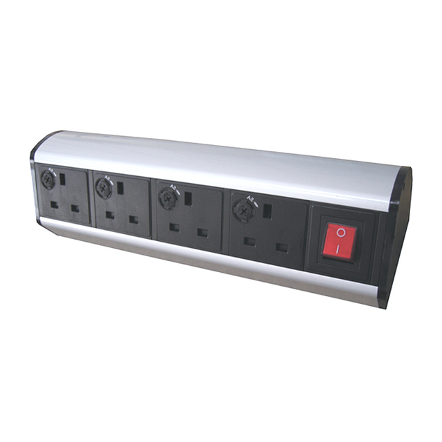 Home/Office 4 UK Fused 13A AC Outlets Power Clamp Desk Power Socket with Switch