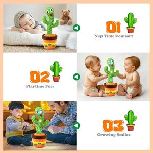 Tương tác USB có thể sạc lại bông xương rồng Đồ chơi bắt chước âm thanh và chơi tiếng anh Vườn Ươm bài hát bé quà tặng cho bé trai và bé gái - Product Image 5