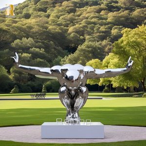 Escultura de hombres de buzo de acero inoxidable abstracto de artes metálicas modernas para decoración al aire libre - Product Image 5
