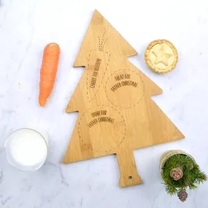 Planche de service personnalisée en forme de petit arbre Père Noël et renne Père Noël en bois bambou