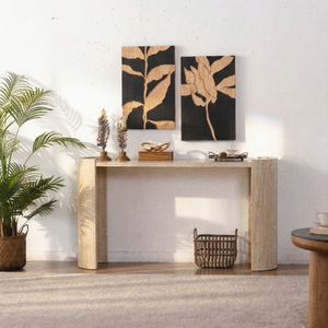 Table <span class=keywords><strong>console</strong></span> en <span class=keywords><strong>bois</strong></span> avec placage en travertin beige, effet marbre, pour la maison et les hôtels, meubles de salon - Product Image 6