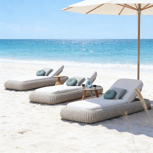 Chaise longue de jardin d'extérieur moderne en <span class=keywords><strong>corde</strong></span> tressée pour la plage, la piscine, le soleil - Product Image 6