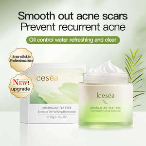 Crème hydratante pour le visage à l'arbre à thé Icesea, peau grasse/à tendance acnéique, contrôle du sébum, non comédogène, réduit la brillance, arbutine, céramide, GMP - Product Image 2