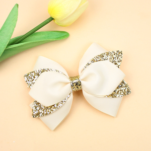 Großhandel Glitzernde Haarschleifen-<span class=keywords><strong>Clips</strong></span> mit Perlen für Mädchen Zöpfe Ripsband Haarspangen Glitzer-Haarschleifen-<span class=keywords><strong>Clips</strong></span> für Kinder - Product Image 2