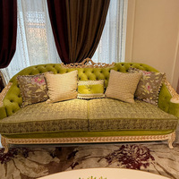Ensemble de canapés de style antique français 123, en bois sculpté à la main, en velours de luxe, à dossier haut, capitonné, sur mesure, pour salon de villa