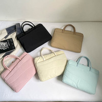 Sac à main pour ordinateur portable matelassé pour femmes, sac fourre-tout antichoc pour ordinateur portable, multi-poches, couleur pastel, sac de transport pour ordinateur