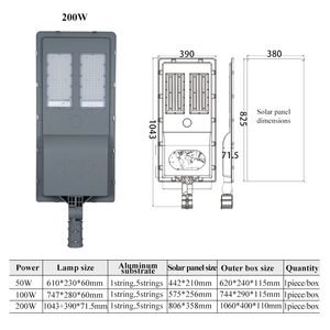Lampadaire <span class=keywords><strong>Solaire</strong></span> LED 100W Haute Qualité Direct Usine 14000 <span class=keywords><strong>Lumens</strong></span> 180LM/W Indice IP65 Garantie 3 Ans pour Utilisation Extérieure - Product Image 6