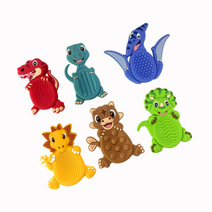New Arrival 6-<b>Pack</b> Dinosaur Textured Soft Silicone Worry Stones Autism Calming Sensory <b>Fidget</b> Toys for Kids Anxiety Relief - Product Image 2