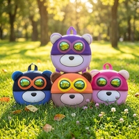 Mochila Escolar Impermeable con Diseño de Oso Animado para Niñas de 3 a 6 Años, con Cierre de Cremallera, para Jardín de Infancia