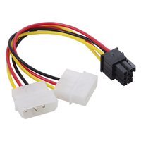 IDE Dual 4Pin ke ATX 6Pin 12V grafis kartu adaptor kabel konverter 2 IDE Dual 4pin IDE Male to 6 Pin Female