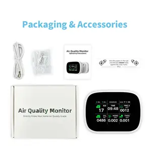 Detector de qualidade do ar 10 em 1, <span class=keywords><strong>monitor</strong></span> LCD de parede de 3,5 polegadas, medidor de <span class=keywords><strong>CO2</strong></span> e analisador interno - Product Image 4
