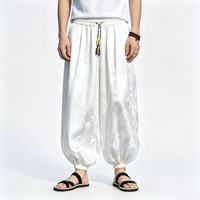 Pantalon ample pour homme en jacquard à motif de dragon, avec cordon de serrage, poignets élastiques, style streetwear décontracté, pantalon harem