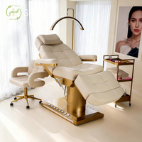 Meubles de salon de beauté de luxe en cuir PU avec base en métal, lit de massage spa, lit facial adapté aux salons de beauté