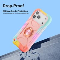 Coque de protection antichoc en silicone 3-en-1 avec motif animalier style anneau, compatible avec 17 Pro Max et 16, pour le marché international