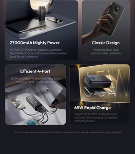Banque d'alimentation <span class=keywords><strong>ROMOSS</strong></span> 30000mAh haute capacité à charge rapide avec porte-clés, avec type-C et batterie Li-polymère - Product Image 6