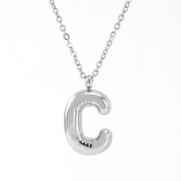 Collar con Colgante de Letra del Alfabeto, Diseño Hueco, Acero Inoxidable Impermeable, Joyería para Mujer