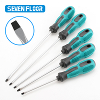 Tournevis magnétique à tête plate antidérapant, outil d'entraînement manuel multifonctionnel de base pour usage domestique, 1 pièce