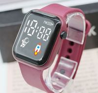 Jam Tangan Digital Fashion Layar LED Persegi Tali Silikon Jam Tangan Pintar Pelajar