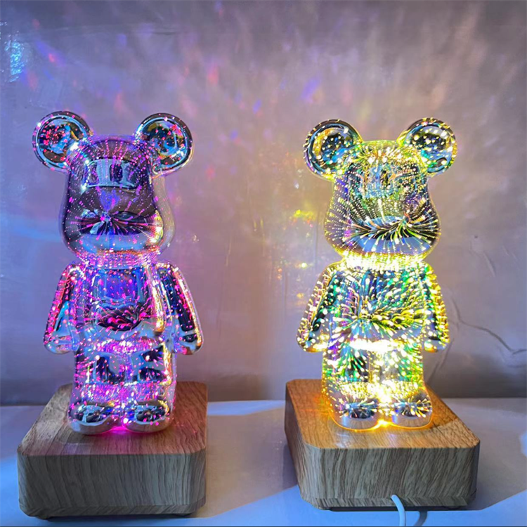 新着3Dガラス花火クマガラスランプシェードパーティーデコレーション