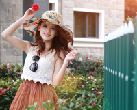 Chapeau de soleil pliable en paille à large bord en mousseline pour femme et fille, idéal pour l'été et la plage, collection 2026 (vente en gros)