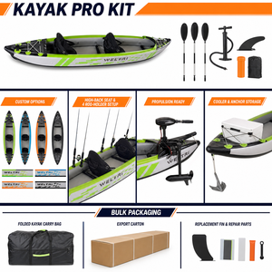 Kayak de pêche gonflable avec siège haut, deux places, PVC, 410 cm, 21 kg, avec porte-canne et <span class=keywords><strong>support</strong></span> <span class=keywords><strong>moteur</strong></span> pour longues sessions sur lac, OEM - Product Image 2