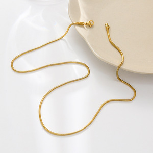 Cadena de serpiente de acero inoxidable chapada en oro de 18 quilates al por mayor, cadena de serpiente delgada y lisa para colgante, cadena para bricolaje - Product Image 4