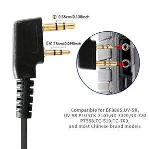 ไมโครโฟนแบบห่วง D-Ring 2 พิน สำหรับหูฟังวิทยุสื่อสาร Baofeng UV-32 UV-82 UV-9R PLUS NX-1200 PTT Walkie Talkie - Product Image 6