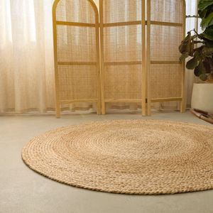 Tappeto Rotondo in Fibra Naturale Intrecciata a Mano in Paglia e <span class=keywords><strong>Juta</strong></span> - Product Image 1