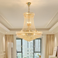 Lustre LED de luxe MAJ, grande taille, hauteur réglable, cadre en métal doré, pendentif en cristal K9, garantie de 2 ans, villa, hall d'hôtel