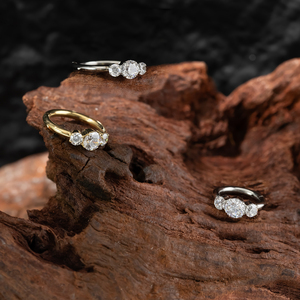 Luxuriöse 18K Vergoldete Titan-Schmuckstücke Zirkon-Creolen Daith-Knorpel-Piercing für Frauen - Product Image 5