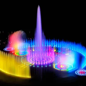 Açık sihirli RGB Led hafif paslanmaz çelik müzikli fıskiye Plaza su çeşmesi lazer gösterisi