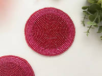 Idée de cadeau Sets de table ronds rouges faits à la main en perles Sets de table pour table à manger