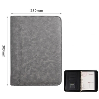 Carpeta de cartera de cuero PU A4 con cremallera de documento de negocios de moda con calculadora Cartera de imitación con Bloc de notas