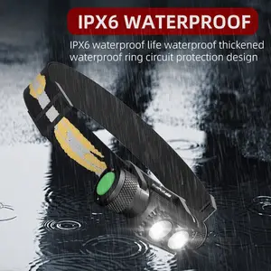 Portable Wholesale Waterproof 1200LM LED Headlamp USB-C Rechargeable Aluminum 18650 Lithium Head Torch Camping Running Fishing