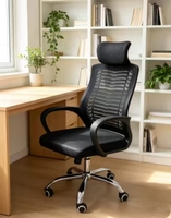 Chaise de bureau ergonomique rembourrée et réglable avec appui-tête amovible pour le travail, les conférences et la maison