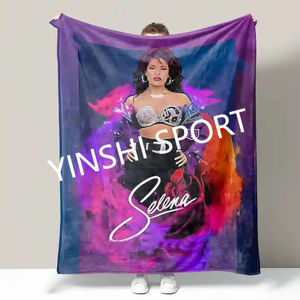 YINSHI precio más bajo personalizado <span class=keywords><strong>Karol</strong></span> <span class=keywords><strong>G</strong></span> & Selena personaje de impresión poliéster sublimación polar PANA felpa manta de viaje - Product Image 2