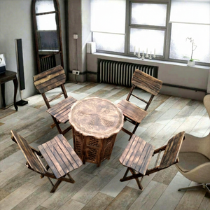 Wholesale Modern Bamboo Rattan Apartment Garden Furniture Sets Patio <b>Dining</b> <b>Chairs</b> and Table Set - Product Image 1