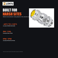 LONTU Metall-Kabelverschraubung aus 304 Edelstahl Ex t IIIC Db IP66 für Motoren, Pumpen, Gehäuseeintritt und Industrieausrüstung