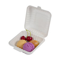 Échantillon gratuit de boîte alimentaire biodégradable en amidon de maïs 8"*8" à 3 compartiments pour emporter
