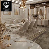 Eleganter Luxuriöser Moderner Esstisch mit Marmorplatte für Esszimmer, 6 8 12 Stühle, Hoteltisch mit 4 Acrylbeinen für Villen