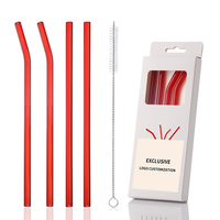 Lot de brosses de nettoyage pour pailles en verre borosilicate en gros, avec plus de 5 pailles réutilisables, sans BPA, écologiques, droites, courbées et colorées pour le café