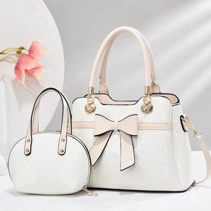 Conjunto de <span class=keywords><strong>2</strong></span> piezas, bolso de hombro con lazo, novedad de 2025, bolsos de <span class=keywords><strong>mano</strong></span> con cremallera de estilo informal de gran capacidad para mujer, brillantes - Product Image 1