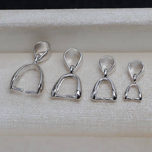 Collier pendentif à clip en argent S925, accessoire de bricolage avec base creuse baroque, fermoir en perle de jade - Composants et accessoires de bijouterie - 4088 - Product Image 3