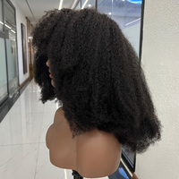 4b 4c Afro Kinky Curly Fringe Glueless Perruques Cheveux Humains Brésilien Humain Remy Cheveux Non Dentelle Perruque avec Frange