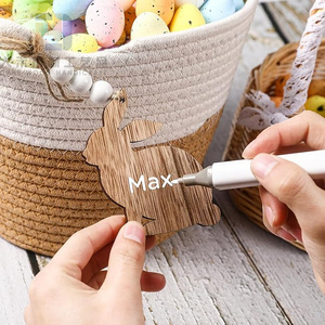 12 Pezzi Etichette in Legno Vuote per Cestini Pasquali, Targhette Personalizzabili a Forma di Coniglio per Lavoretti Fai-da-Te, Decorazioni da Appendere per Feste, Etichette Regalo - Product Image 5