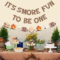 Dekorasi Pesta Ulang Tahun Smores, Spanduk 'Its Smore Fun to Be One', Perlengkapan Pesta 'One Happy Camper' untuk Ulang Tahun Pertama
