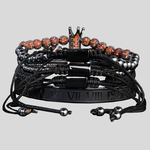 Bracelet <span class=keywords><strong>Macramé</strong></span> Tressé F311 pour Homme en Acier Inoxydable avec Breloque Couronne de Roi, <span class=keywords><strong>Micro</strong></span>-Pavé CZ et Perles de Zircon Rouge – Vente en Gros - Product Image 6