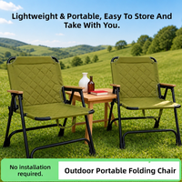 Chaise pliante de camping portable, robuste, en acier au carbone épaissi, tissu Oxford, rembourrée en coton, style Kermit, pour l'extérieur